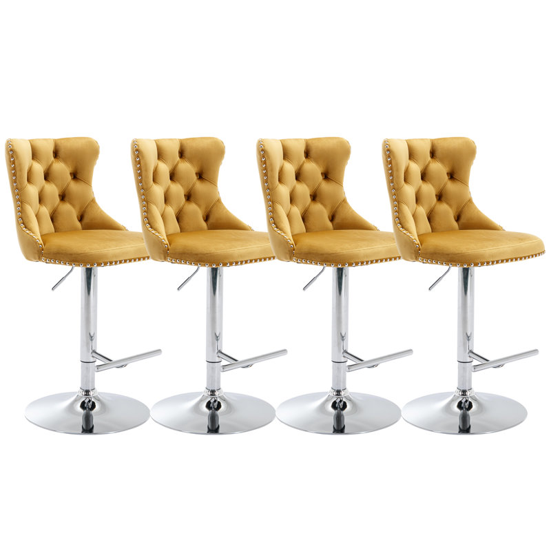 Kalinka 360° Swivel Adjustable Velvet Barstools