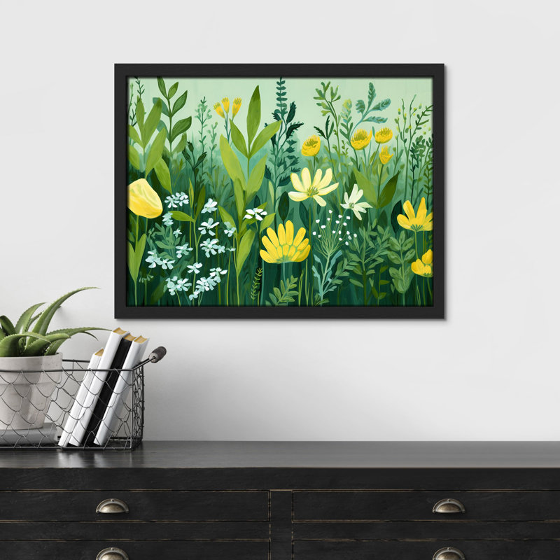 «Botanical Garden Vibrant Floral» sur papier, H 11 po x l 14 po, Noir
