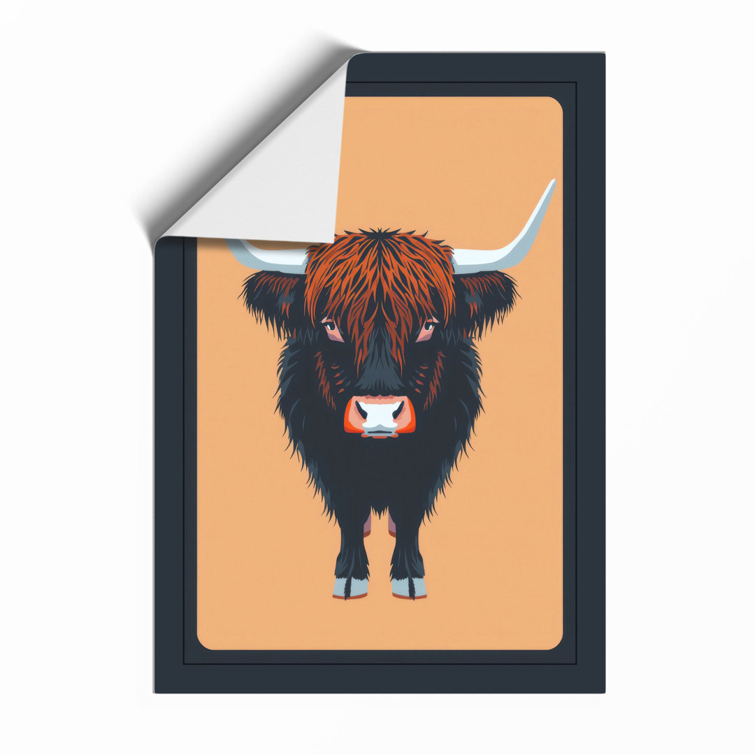 Highland Cattle Portrait Modern - Framed Print