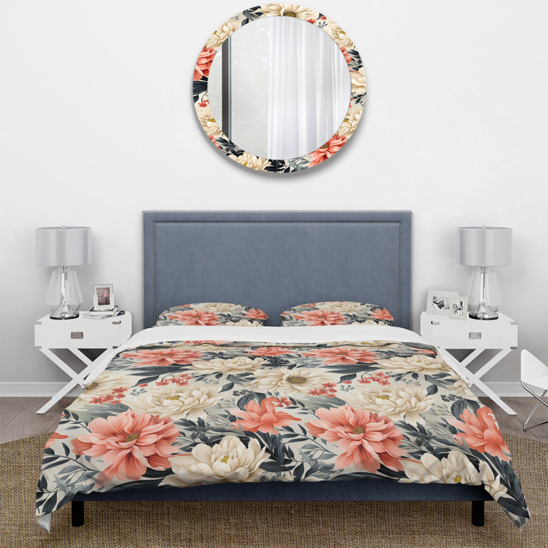 Floral Botanical Marvel Delight - Ensemble de housse de couette floral, Housse de couette simple + 1 taie décorative stan