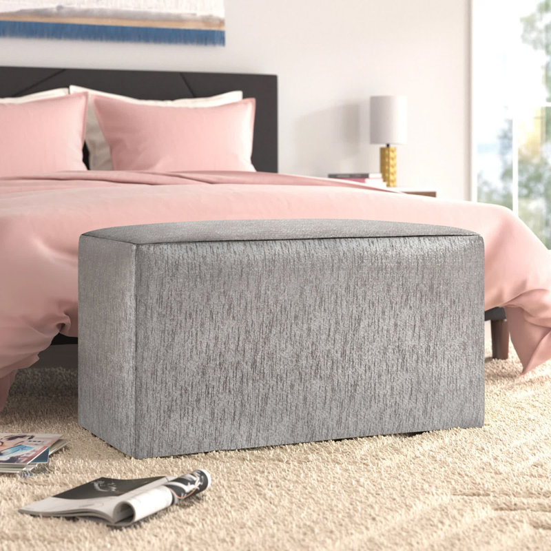 Azemar Polyester Upholstered Bench, Glam Pewter