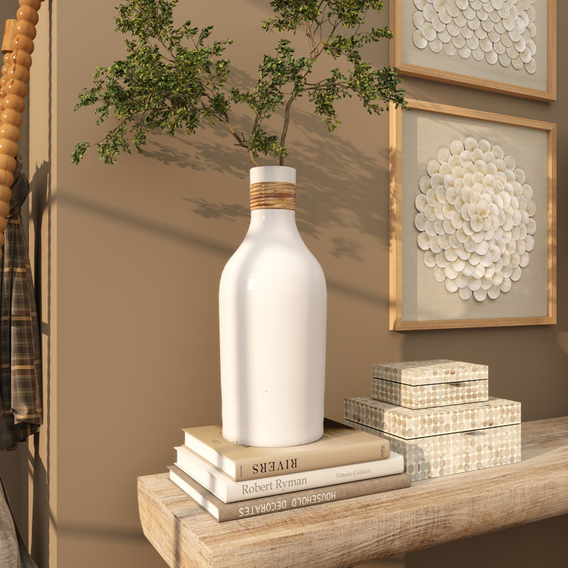Bouteilles décoratives en terre cuite , Blanc, H 19,85 po x l 8,05 po x P 8,05 po