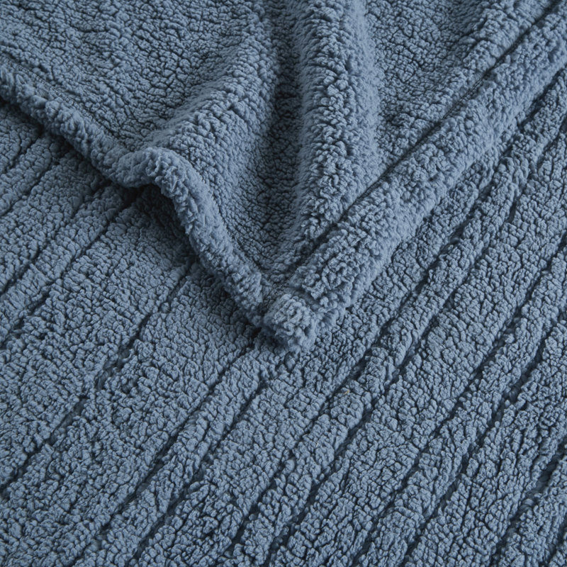 Couverture chauffante en sherpa, Bleu, Très grand lit