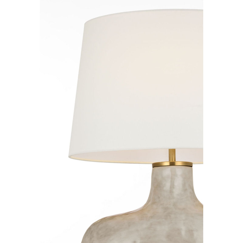 Beton Medium Table Lamp with Linen Shade, Antiqued White