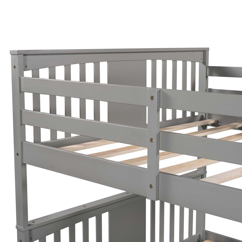 Lit double superposé au-dessus d'un lit double avec échelle pour meubles de chambre à coucher et d'amis