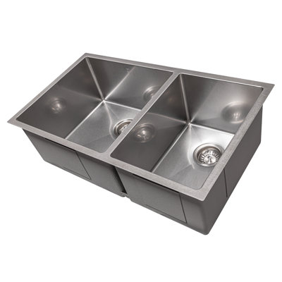 ZLINE 33 in. Chamonix Undermount Double Bowl Satin Stainless Steel Kitchen Sink with Bottom Grid (SR60D-33S)
