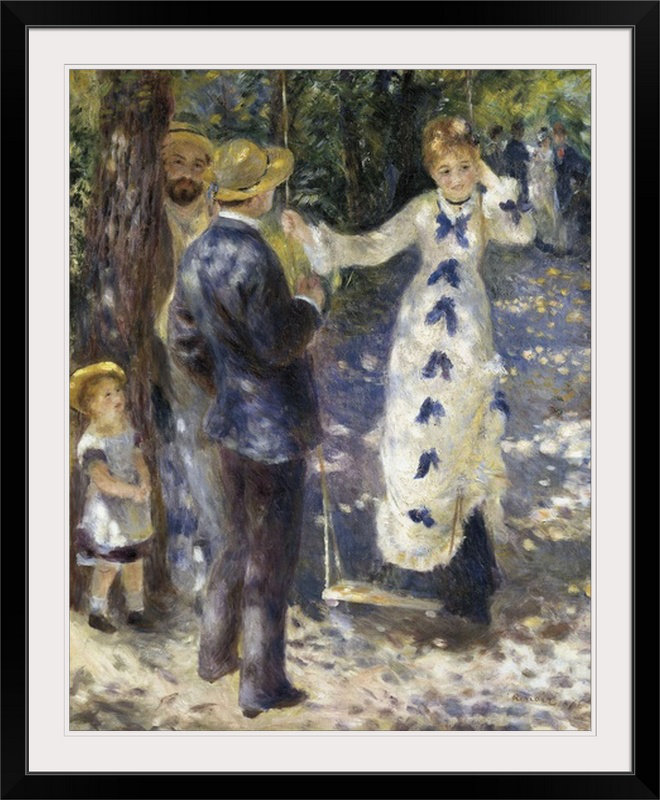 La balançoire par Pierre-Auguste Renoir - reproduction, Cadre noir, H 28 po x l 24 po x P 1 po