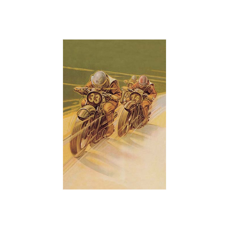 « motocyclette racing », affiche rétro, H 42 po x l 28 po x P 1,5 po