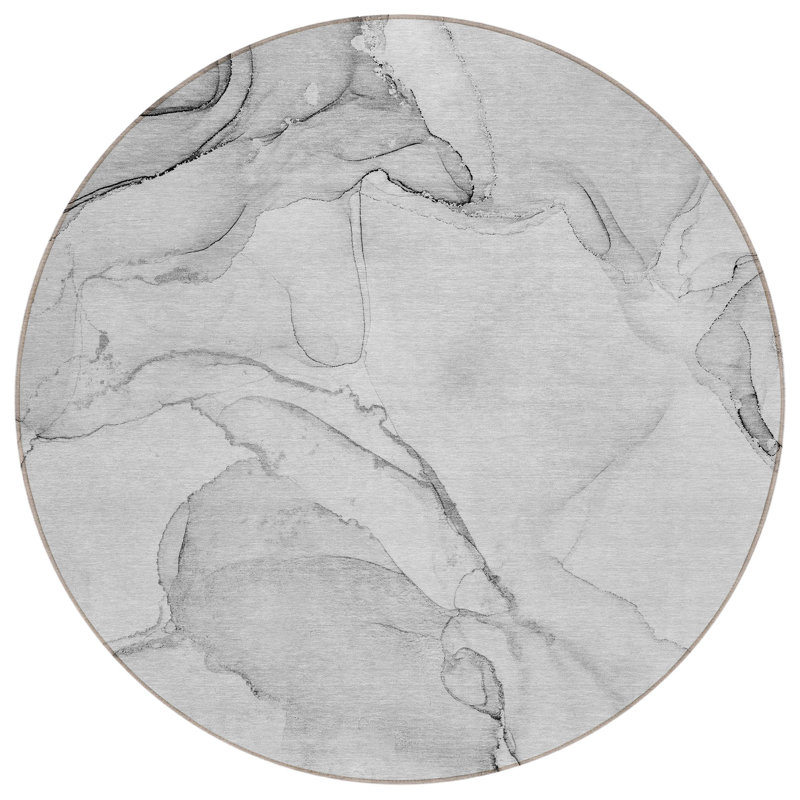 Alfonzo Washable Abstract Indoor / Outdoor Rug, Round 8'