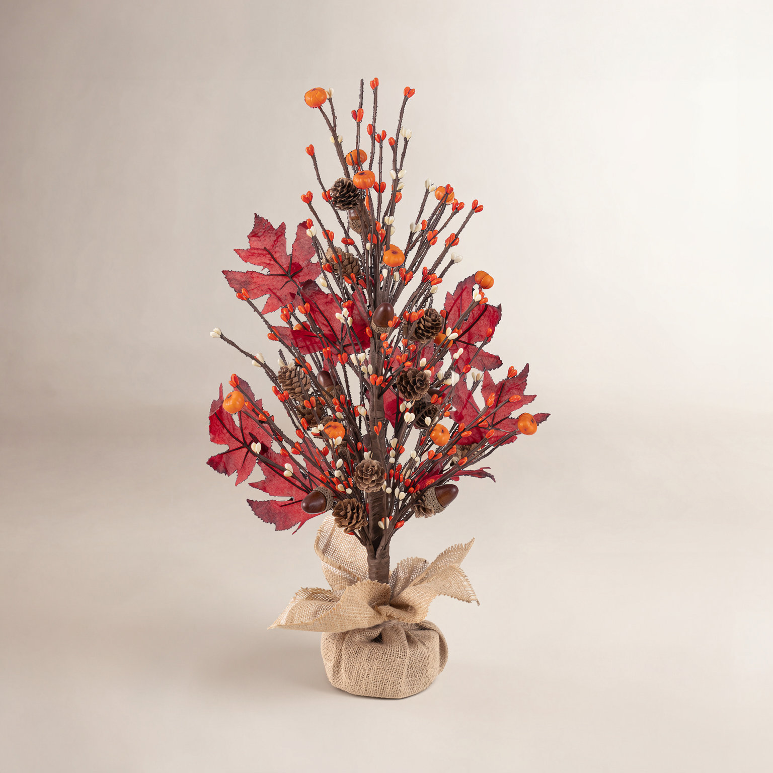 21"H Fall Burgundy Leaves Table Tree