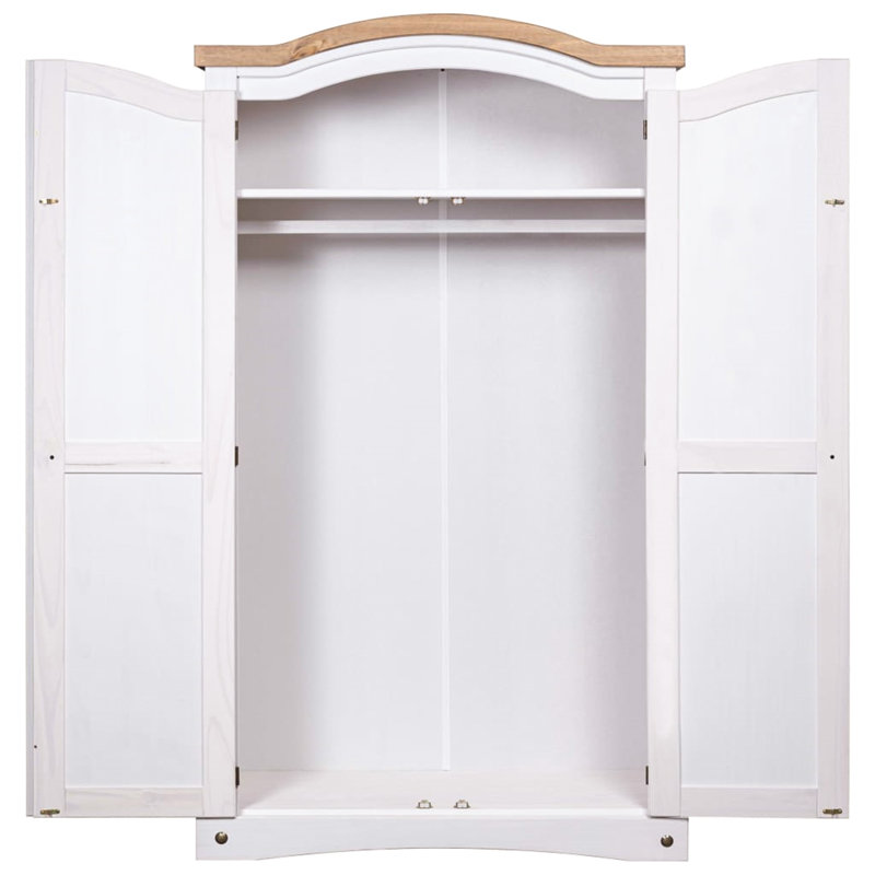 Archibold Solid Wood Wardrobe, White/Brown