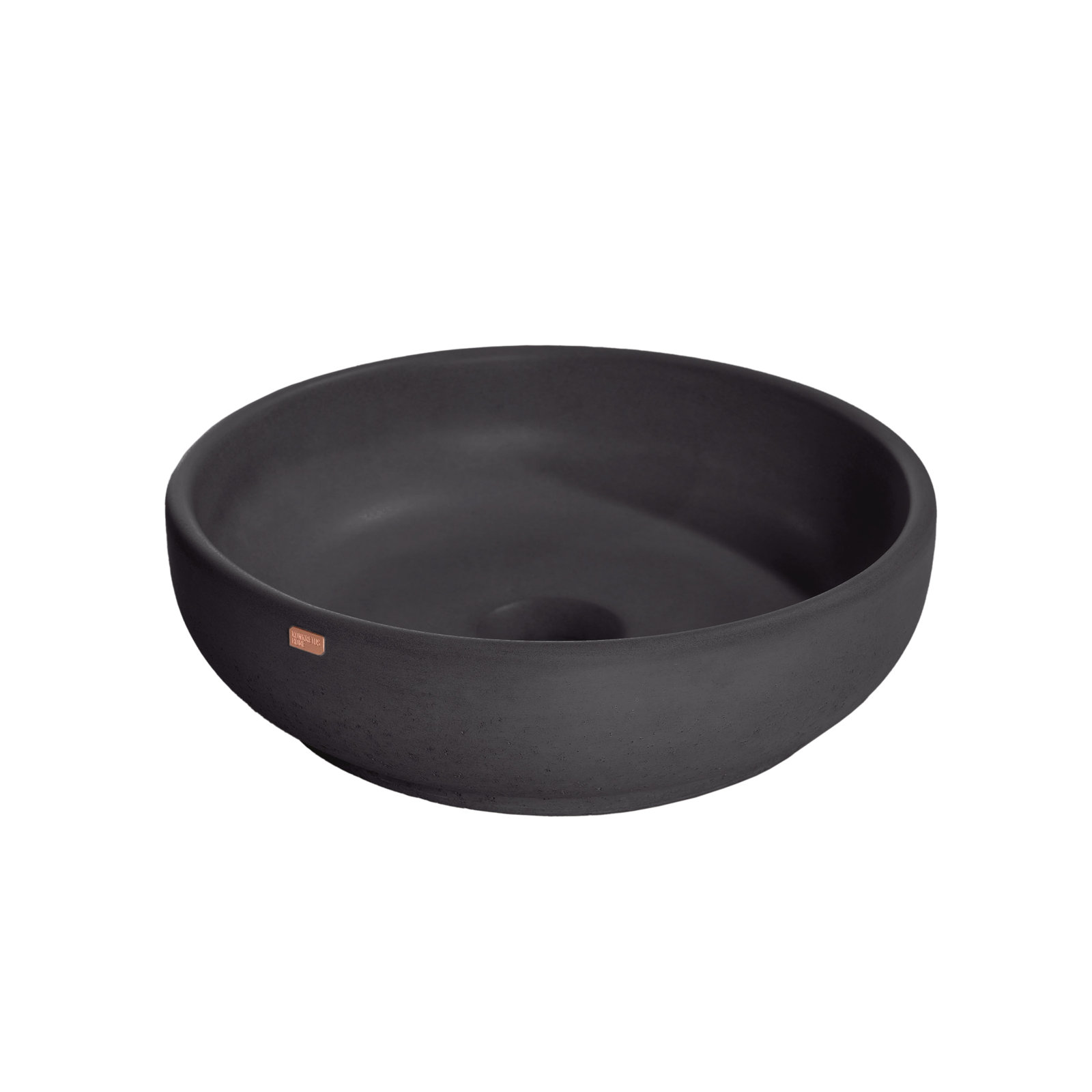 Fladd Round Concrete Vessel Sink, Coal Black
