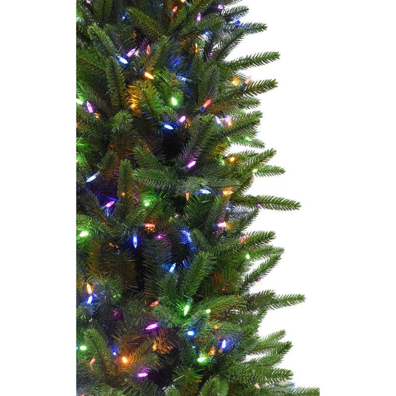 Carmel Slim Green Pine Trees Artificial Christmas Tree with 550 with Colored and White LED String Lights, 108" H