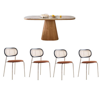 Modern Simple Family Dining Table Sets 4 - Person Pedestal Dining Set