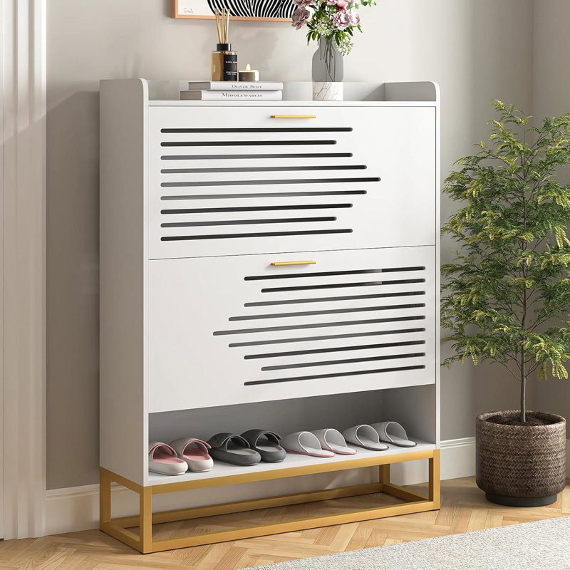 20 Pair Flip Down Shoe Storage, White
