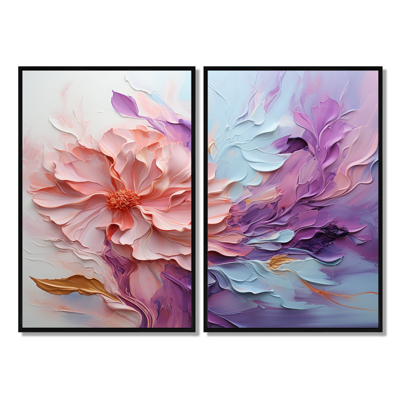 «Whirling Dreamscape - Abstract Spirals Large Wall Art 2 Panels», 36" H x 48" W, Impression encadrée flottante, Black