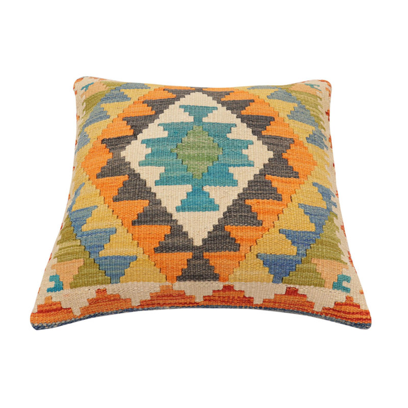 Coussin Boho Chic Mather, Beige / orange / noir, H 19 po x l 18 po
