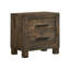 Table de chevet rustique en bois massif massif brun avec deux tiroirs coulissants, rangement spacieux pour la chambre à coucher
