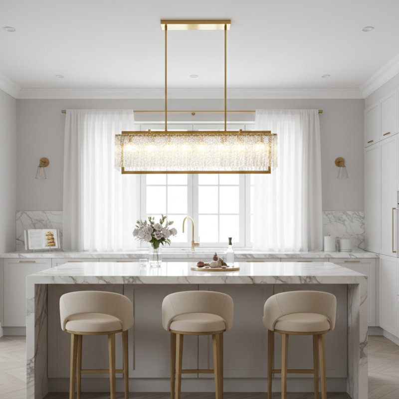 Lustre rectangulaire en verre 7 lumières Transitional