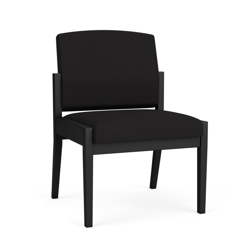 Chaise d'invité sans accoudoir en acier Amherst, Noir, Portes ouvertes en tissu noir