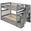 Gris, lit superposé double au-dessus, tablettes de rangement sous les escaliers, lit solide et cadre avec tiroirs, rangement pour escalier solide,-1392184199