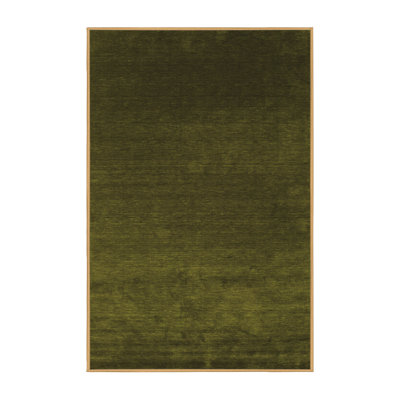 Tapis uni en laine / polyester tissé à la machine couleur olive foncé