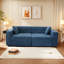 Lit moderne en velours bleu confortable avec espace de rangement 3 places peu encombrant et pratique