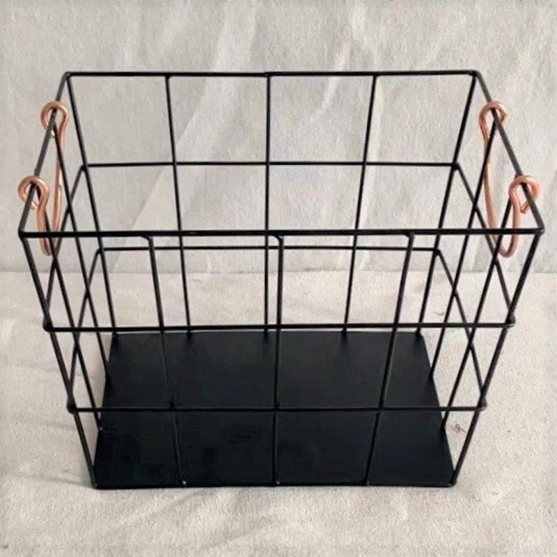 Black Metal Basket, 8"H x 8.70"W x 11"D