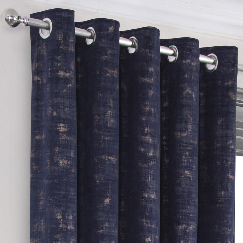 Conrada Room Darkening Curtain Pair, Navy, 165 W x 137 D cm