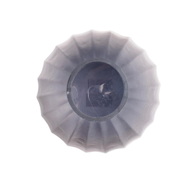 Cool Ice Blue Ribbed Cylindrical Vessel, 10" H x 9" W x 9" D