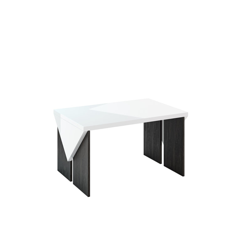 Trip Solid Coffee Table with Storage, White Gloss Top/Charcoal Base, 50cm H x 90cm W x 60cm D