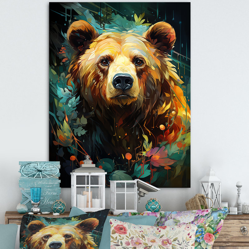 «Expressionist Grizzly Bear Vigor» sur toile, H 32 po x l 24 po x P 1 po, Toile tendue