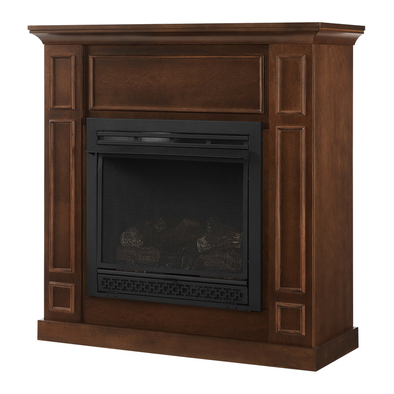 38 in. Dual Fuel Walnut Vent Free Fireplace System 26,000 BTU