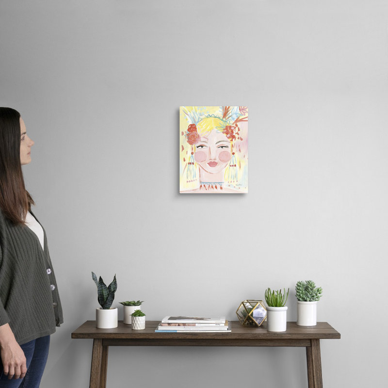 Reproduction d’art sur toile, "Boho Lady I" par Farida Zaman, H 14 po x l 11 po x P 1,25 po, Toile tendue