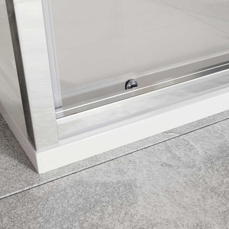 Feora Single Added Frameless Shower Door with Clear Glass, H 195 cm x 140 W cm