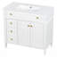 Meuble-lavabo de salle de bain avec lavabo, armoire en bois massif blanc, tiroir rabattable, portes à fermeture en douceur et poignées dorées pour une élégance moderne-636176998