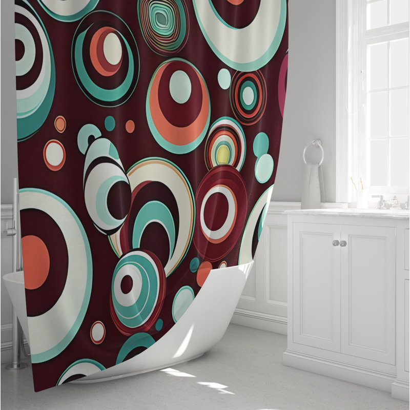 Rideau de douche Cristine, H 83 po x l 70 po, Burgundy/Teal