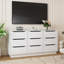 Commode blanche pour chambre à coucher, commode longue avec 8 tiroirs, commode en bois de 47,2 po de largeur avec 8 tiroirs, armoire de rangement pour vêtements de grande capacité, commodes larges pour vestibule de salon de chambre à coucher
