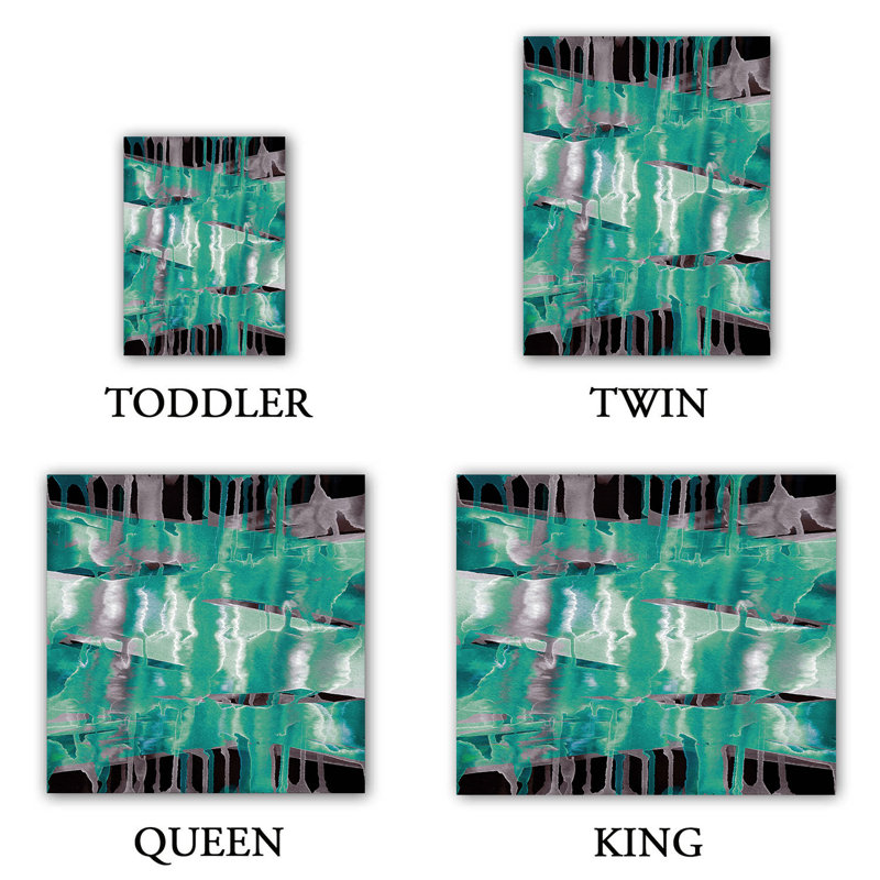 Polyester Abstract Duvet Cover, 1 Queen Duvet Cover + 2 Standard Shams, Green