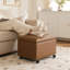Pouf de rangement moderne de 61 cm en similicuir avec roulettes pour salon-1214774870