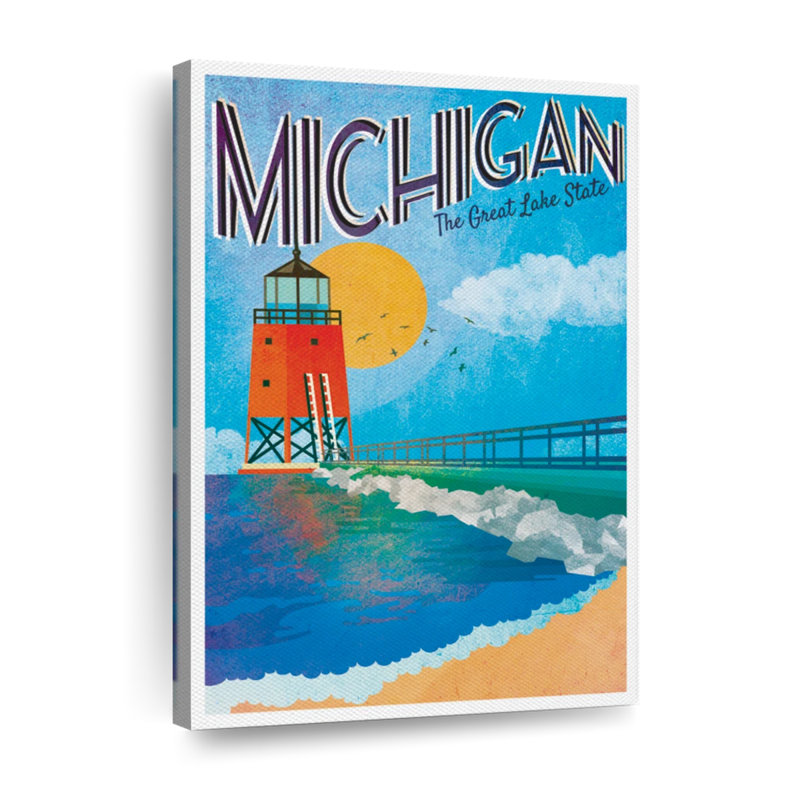 Lake Michigan, reproduction d'art sur toile, H 48 po x l 32 po x P 1,25 po