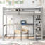 Lit mezzanine simple avec tablettes de rangement, gris