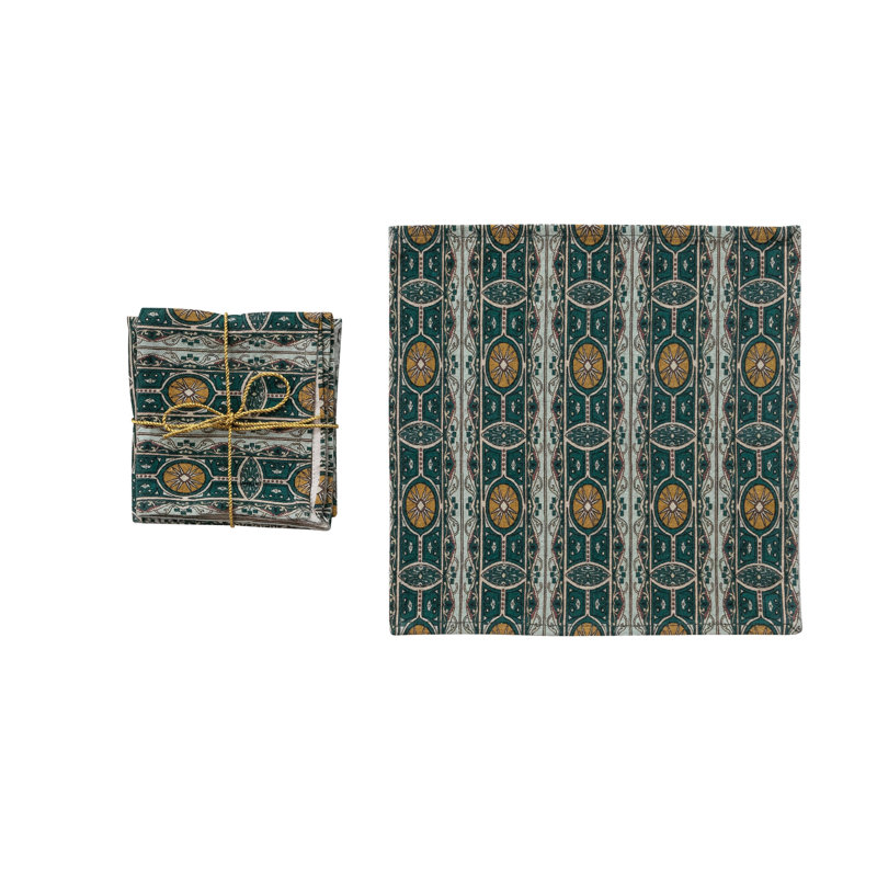 Ensemble de serviettes de table en coton à motif Artisan, Vert oriental