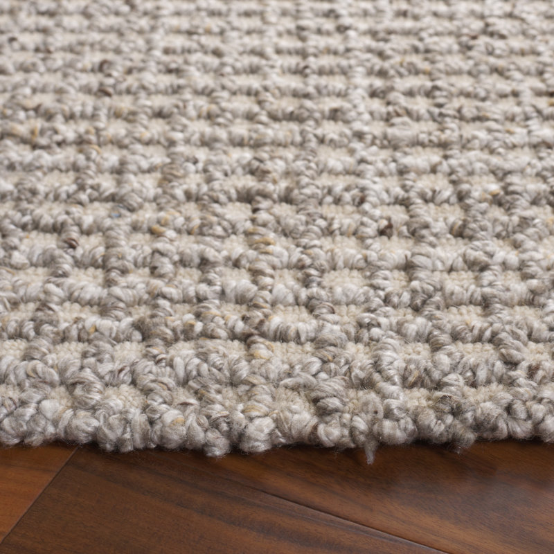Maighdlin Abstract Hand Tufted Pet Yarn/Wool/Cotton Rug in Light Brown/Brown/Gray, Round 6'