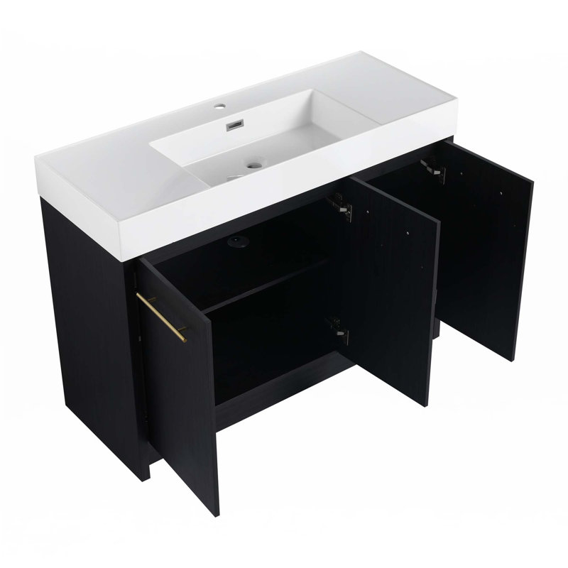 Meuble-lavabo autoportant avec lavabo en résine