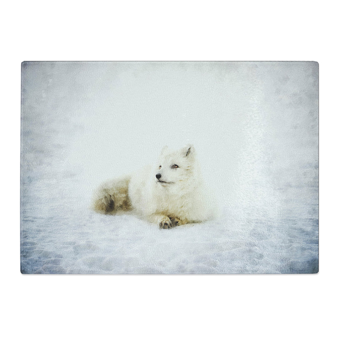 Tempered Glass Resting Arctic Fox Chopping Board