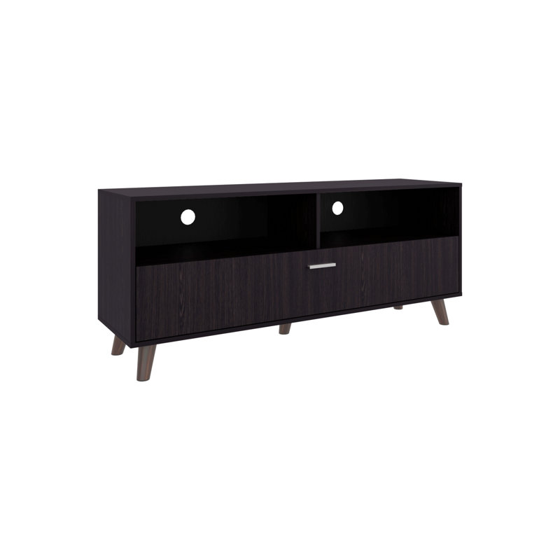 Meuble télé, 1 porte, 2 tablettes, wengé noir
