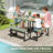 Picnic Table Bench Set For 4-8 People With Umbrella Hole All-weather Hdpe Tabletop White-1605194725