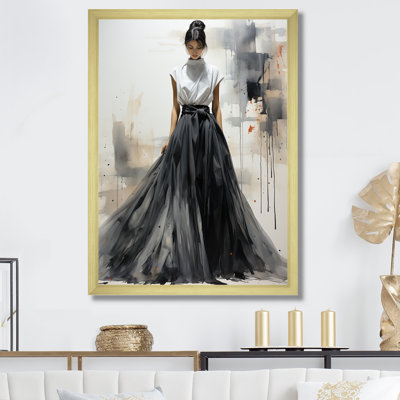 Minimaliste noir et blanc chic robe III - Dior Wall Art