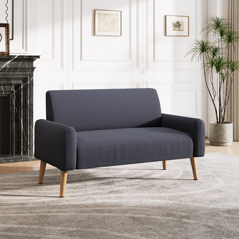 2 Seater Upholstered Sofa Corduroy Loveseat Sofa, Grey